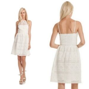 TRINA TURK Picnic Lace Eyelet Halter Dress Size 8 White Halter READ
